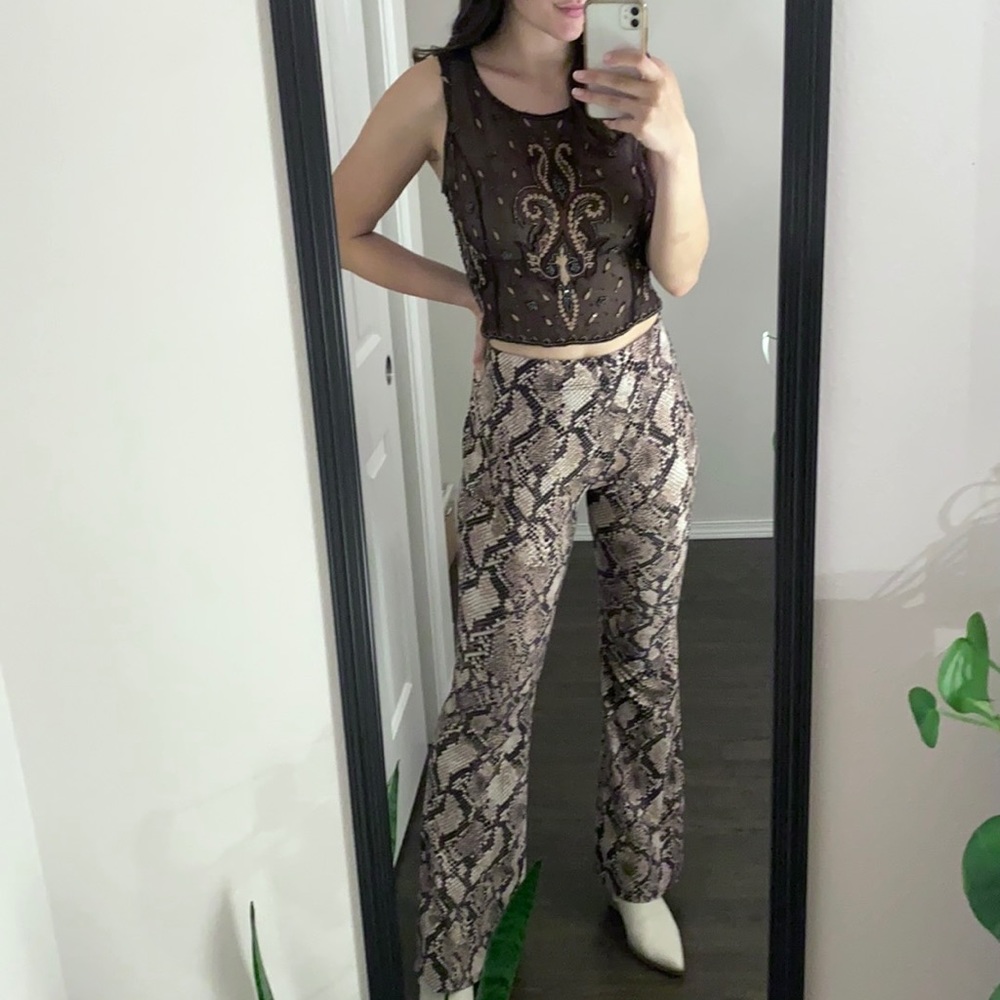 Vintage Sequin Mesh Crop Top